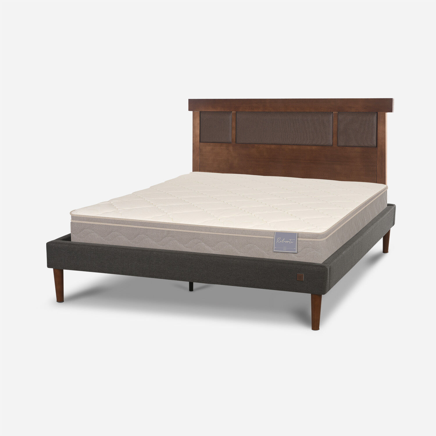 Cama Europea Curve 2 Plazas Rilassati + Respaldo New Dublín Caramel