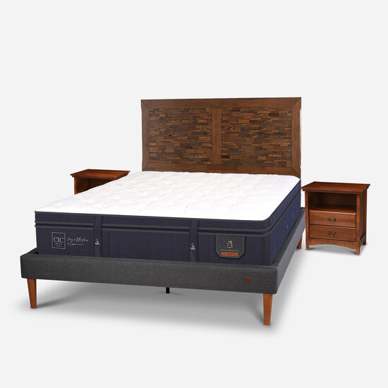 Cama Europea Curve 2 Plazas Super Premium + Set Antique