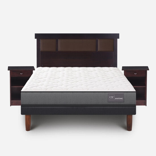 Cama Europea 2 Plazas Anatomic Base Normal + Set Dublín Choc