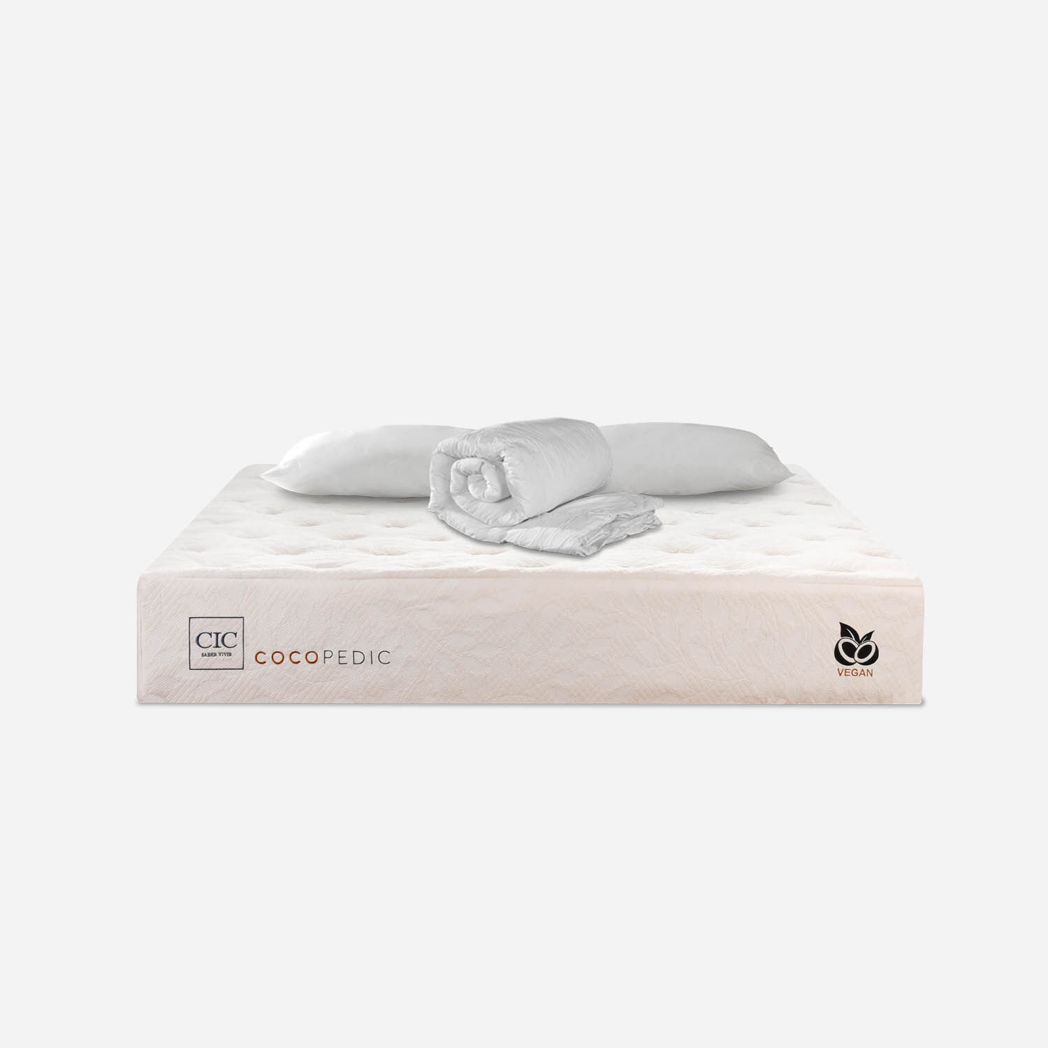 Colchón 2 Plazas Cocopedic 150x200 + Almohadas Viscoelásticas + Plumón