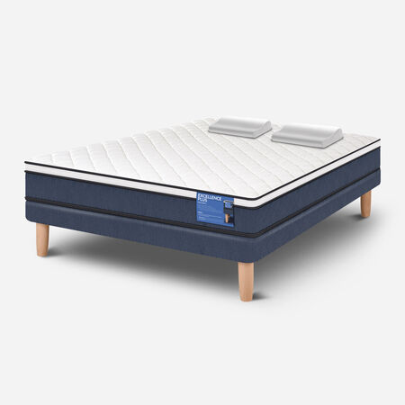 Cama Europea 2 Plazas Excellence Plus Base Normal + Almohadas Viscoel&aacute;sticas
