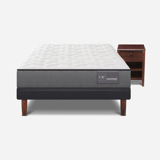 Cama Europea 1.5 Plazas Anatomic + Velador New Torino Choc