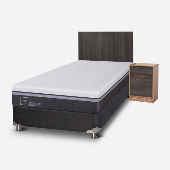 Box Spring 1.5 Plazas Ortopedic Advance 5 Zonas + Set Espressso