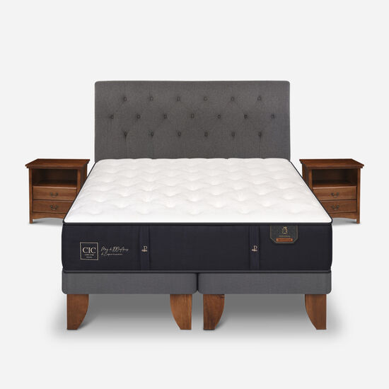 Cama Europea 2 Plazas Premium Base Dividida + Set Kavery
