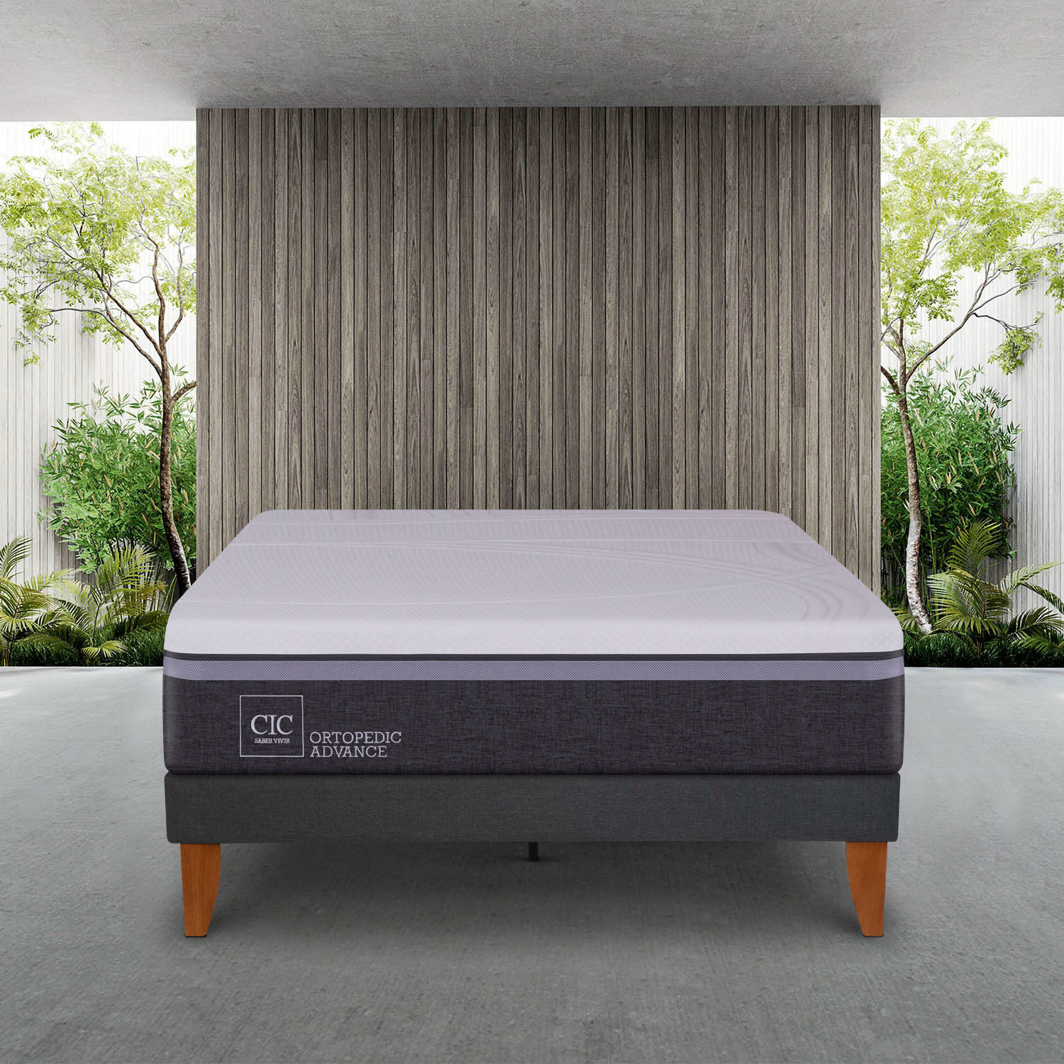 Cama Europea Curve 1,5 Plazas Ortopedic Advance + Almohada + Plum&oacute;n
