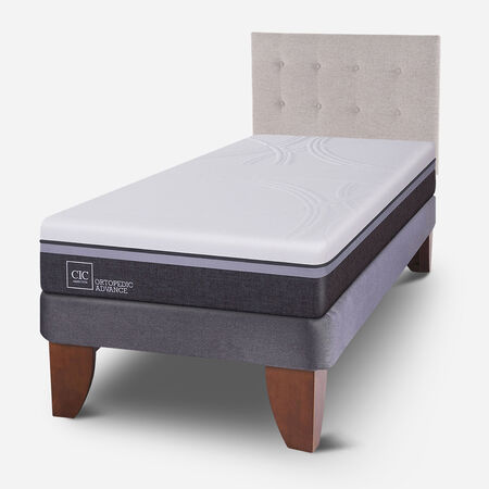 Cama Europea 1,5 Plazas Ortopedic Advance + Respaldo Tigris