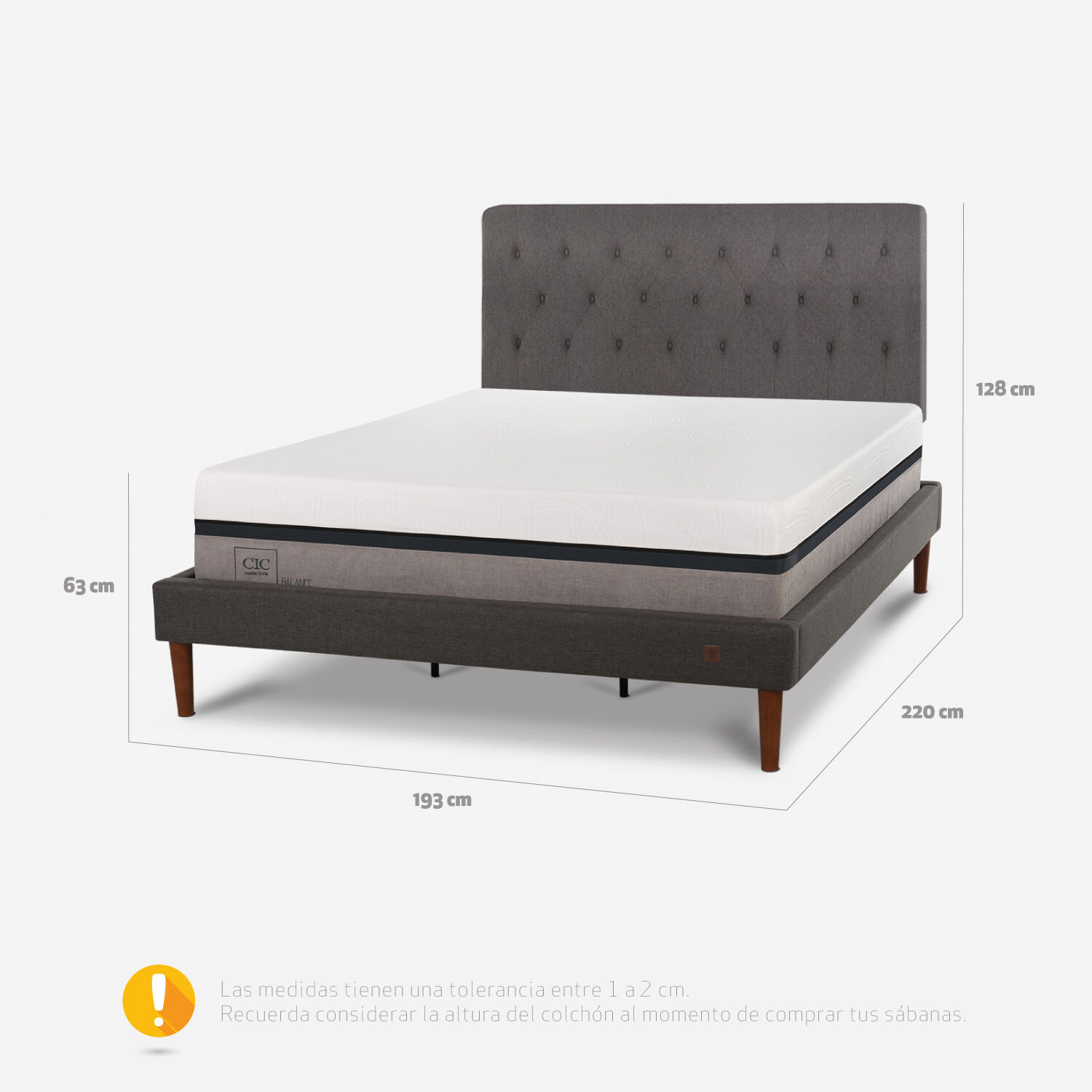 Cama Europea Curve King Balance + Respaldo Kavery
