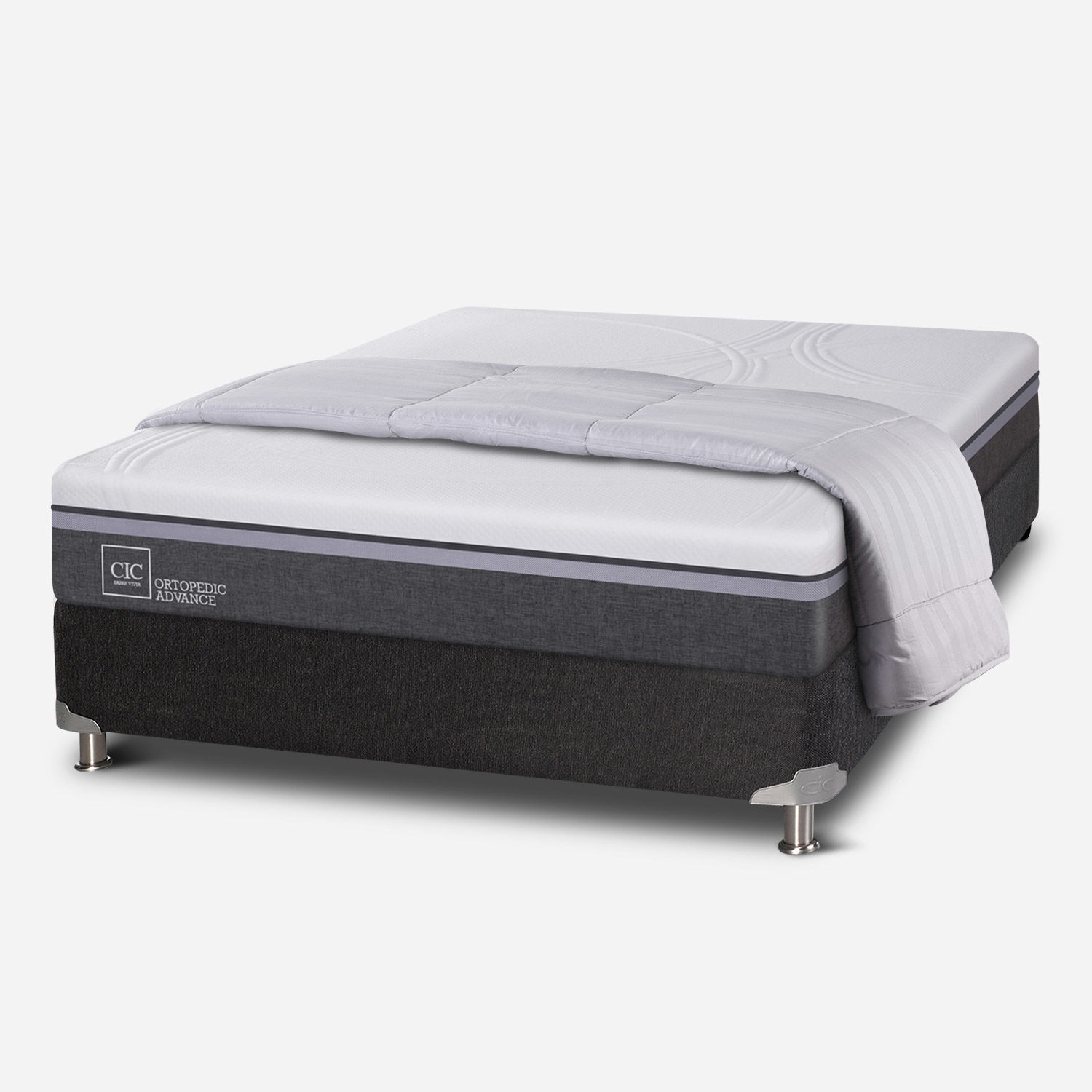 Box Spring 2 Plazas Ortopedic Advance Base Normal 5 Zonas + Plum&oacute;n