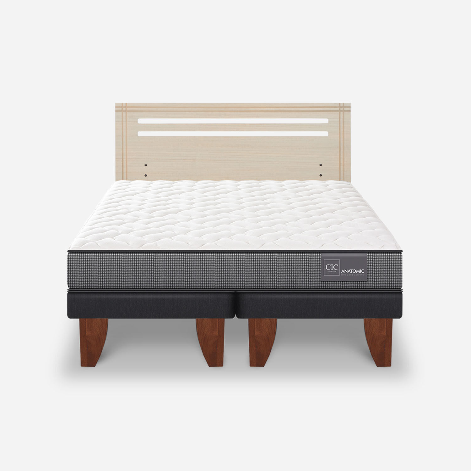 Cama Europea 2 Plazas Anatomic Base Dividida + Respaldo Múnich Alpino