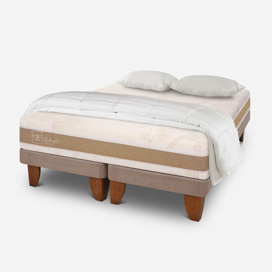 Cama Europea King Rilassati Smart Base Dividida + Almohadas + Plumón