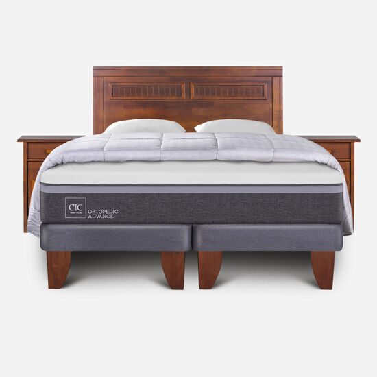 Cama Europea 2 Plazas Ortopedic Advance Base Dividida + Set Milán + Almohadas + Plumón Plumas