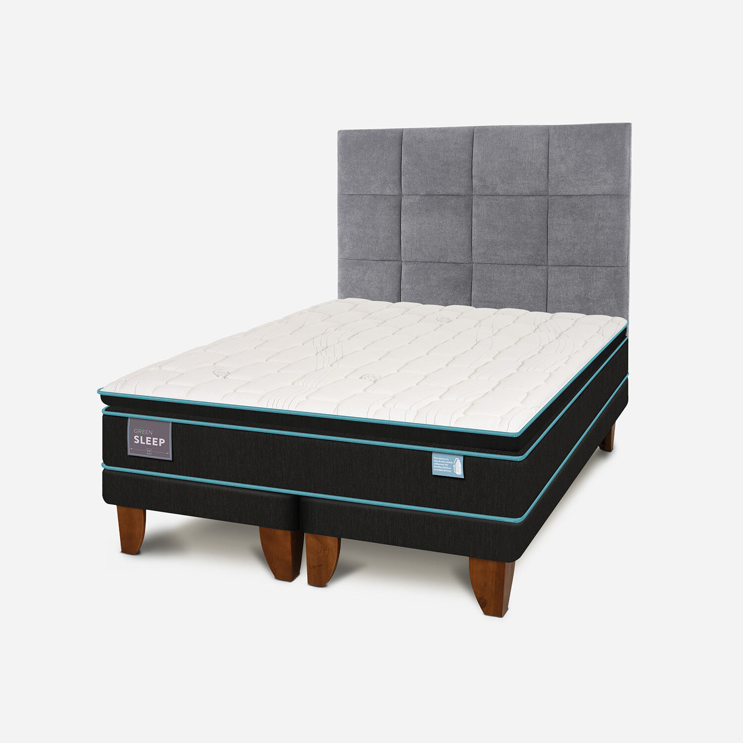Cama Europea 2 Plazas Green Sleep Base Dividida + Respaldo T&aacute;mesis