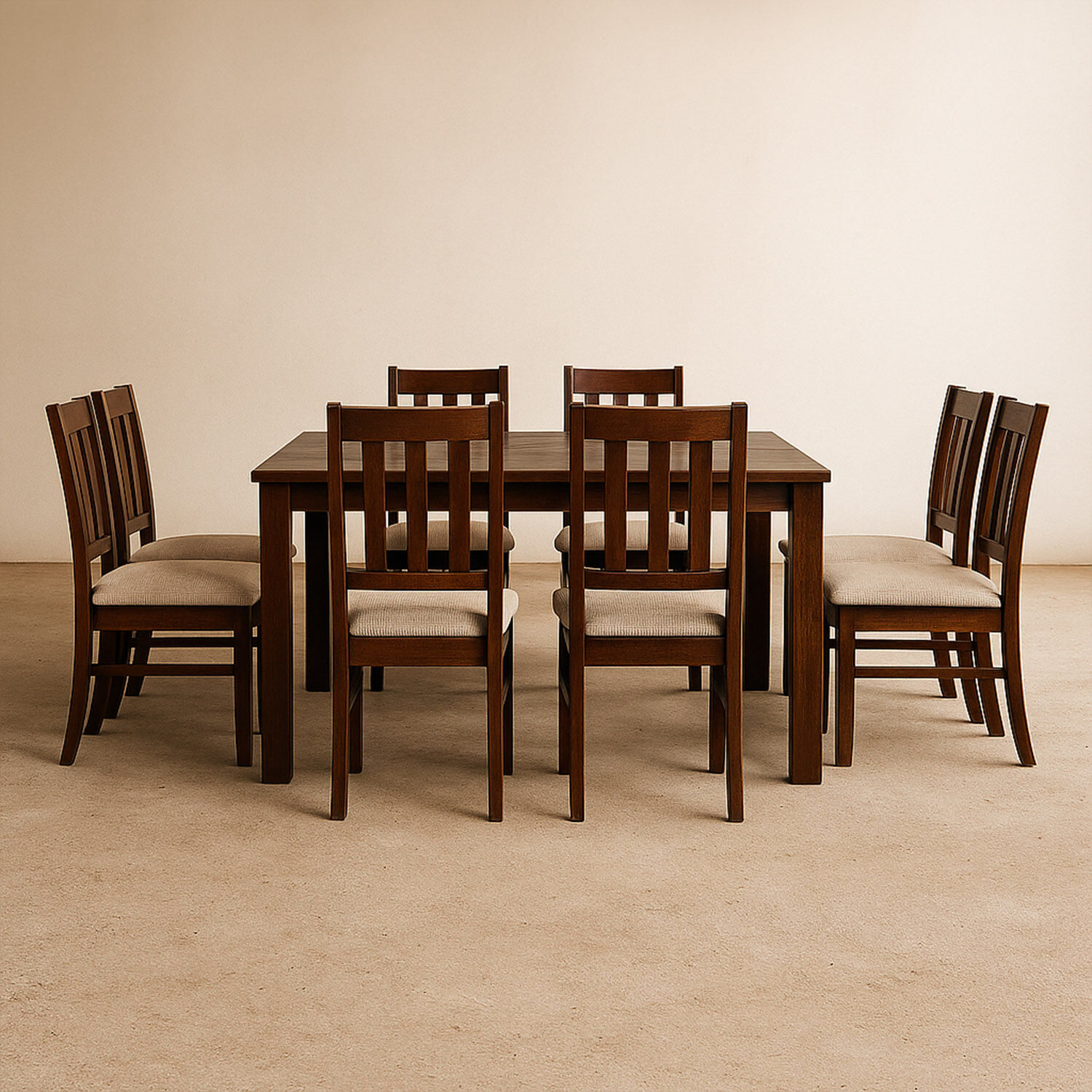 Comedor 8 Sillas Ñuble Caramelo - Tela Beige