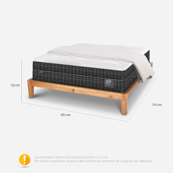 Cama Oak 2 Plazas Lux + Plumón 15% Pluma Ganso