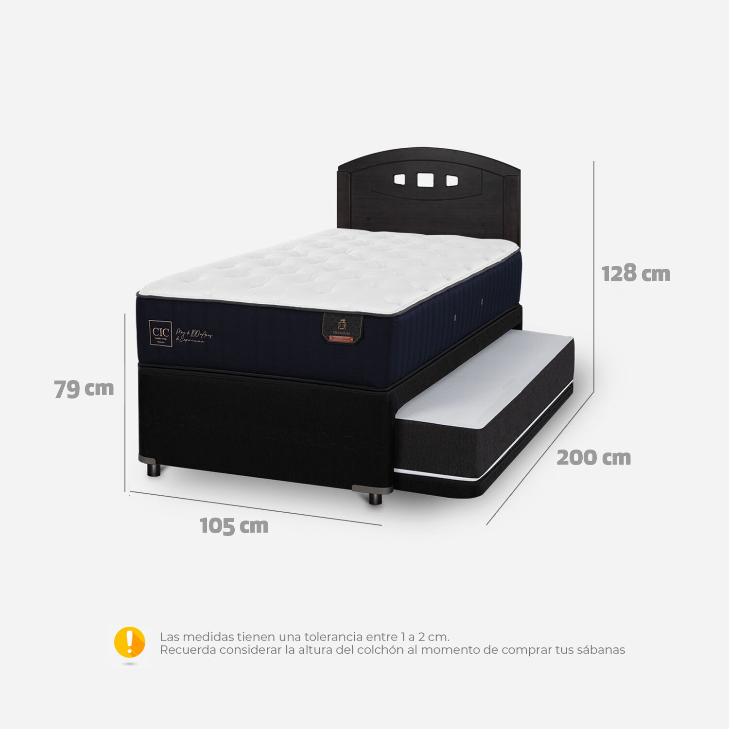 Cama Nido Div&aacute;n Premium + Respaldo Gales Negro
