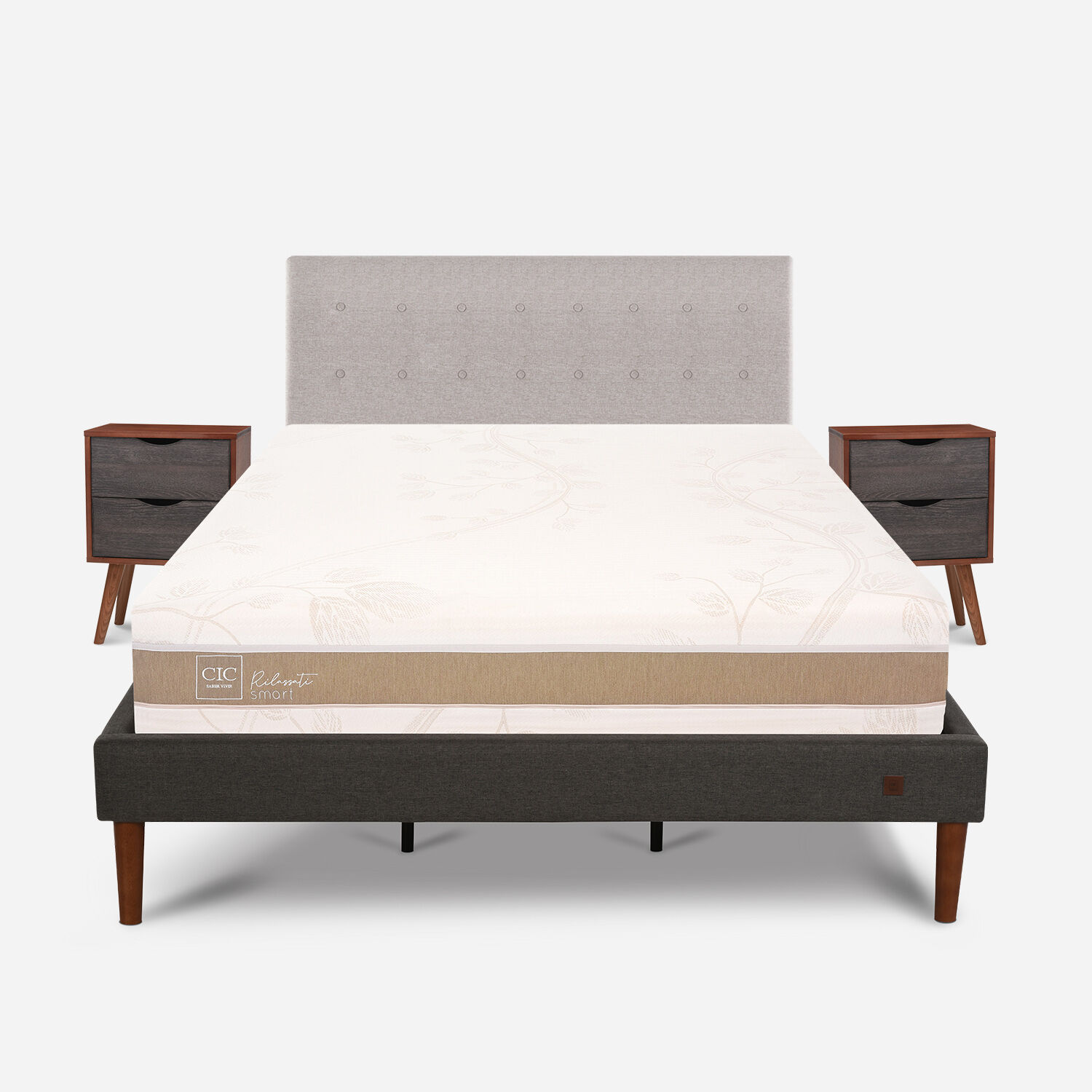 Cama Europea Curve King Rilassati Infinity + Set Tigris