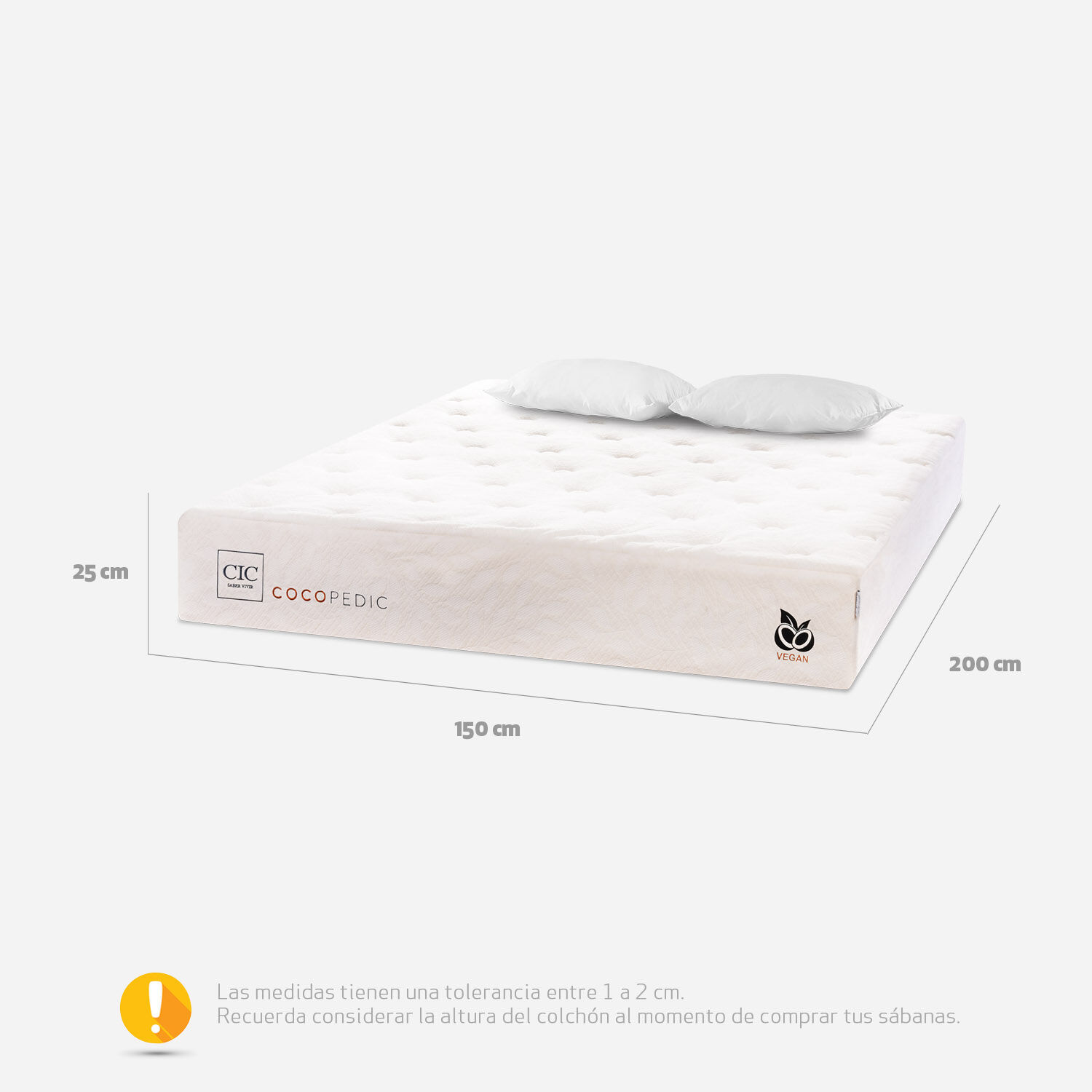 Colch&oacute;n 2 Plazas Cocopedic 150x200 + Almohadas Viscoel&aacute;sticas