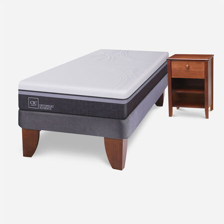 Cama Europea 1,5 Plazas Ortopedic Advance + Velador Torino Caramel