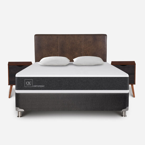Box Spring 2 Plazas Ortopedic Base Normal 5 Zonas + Almohadas + Set Baker