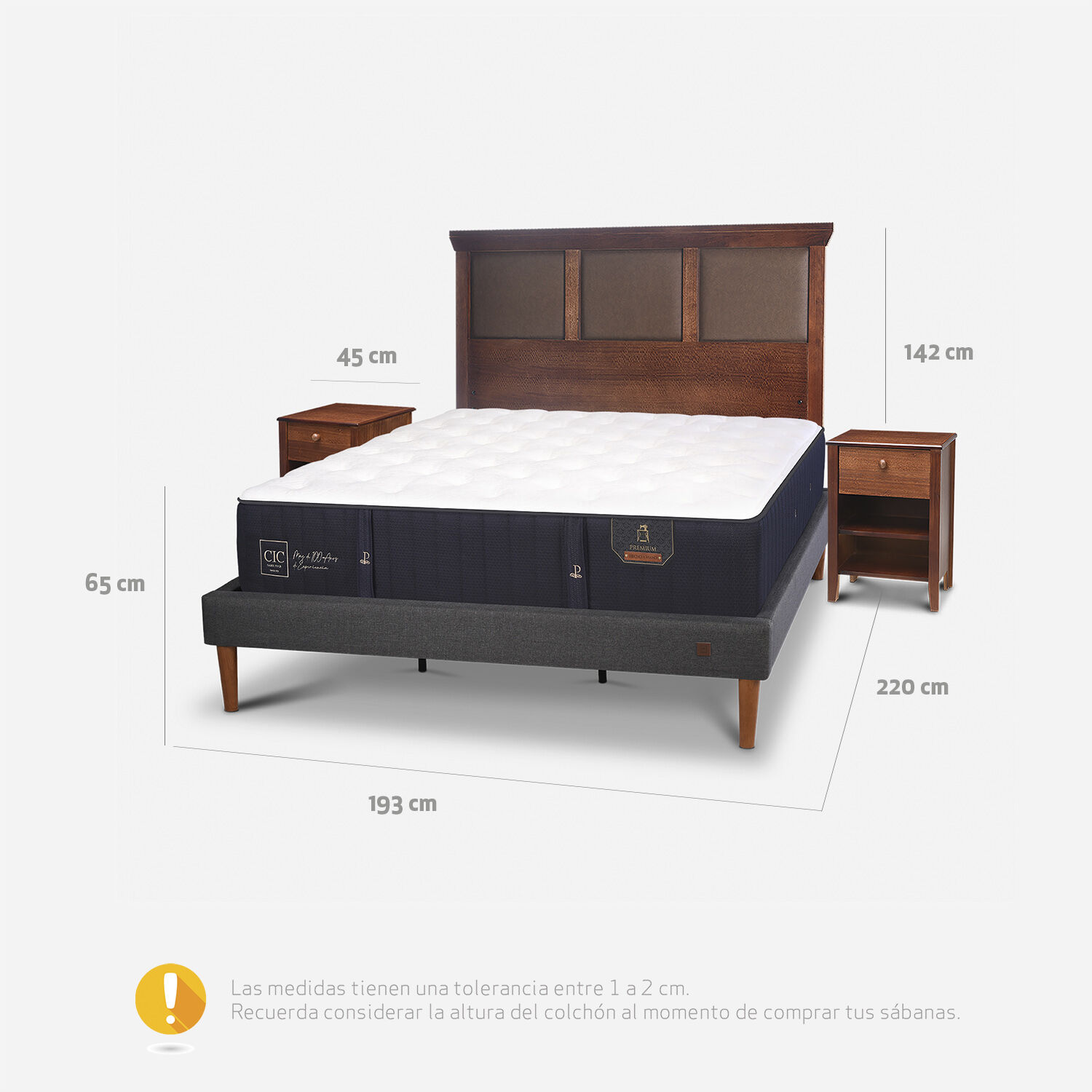 Cama Europea Curve King Premium + Set Torino Caramel