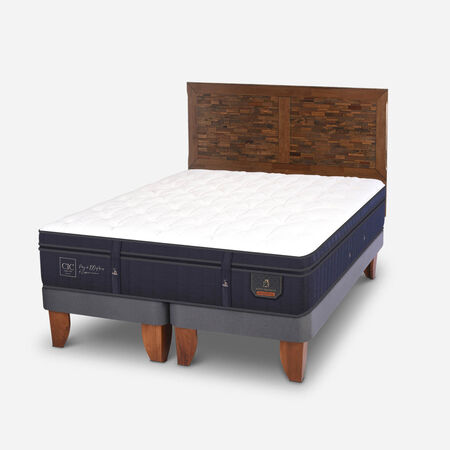 Cama Europea 2 Plazas Super Premium Base Dividida + Respaldo Antique