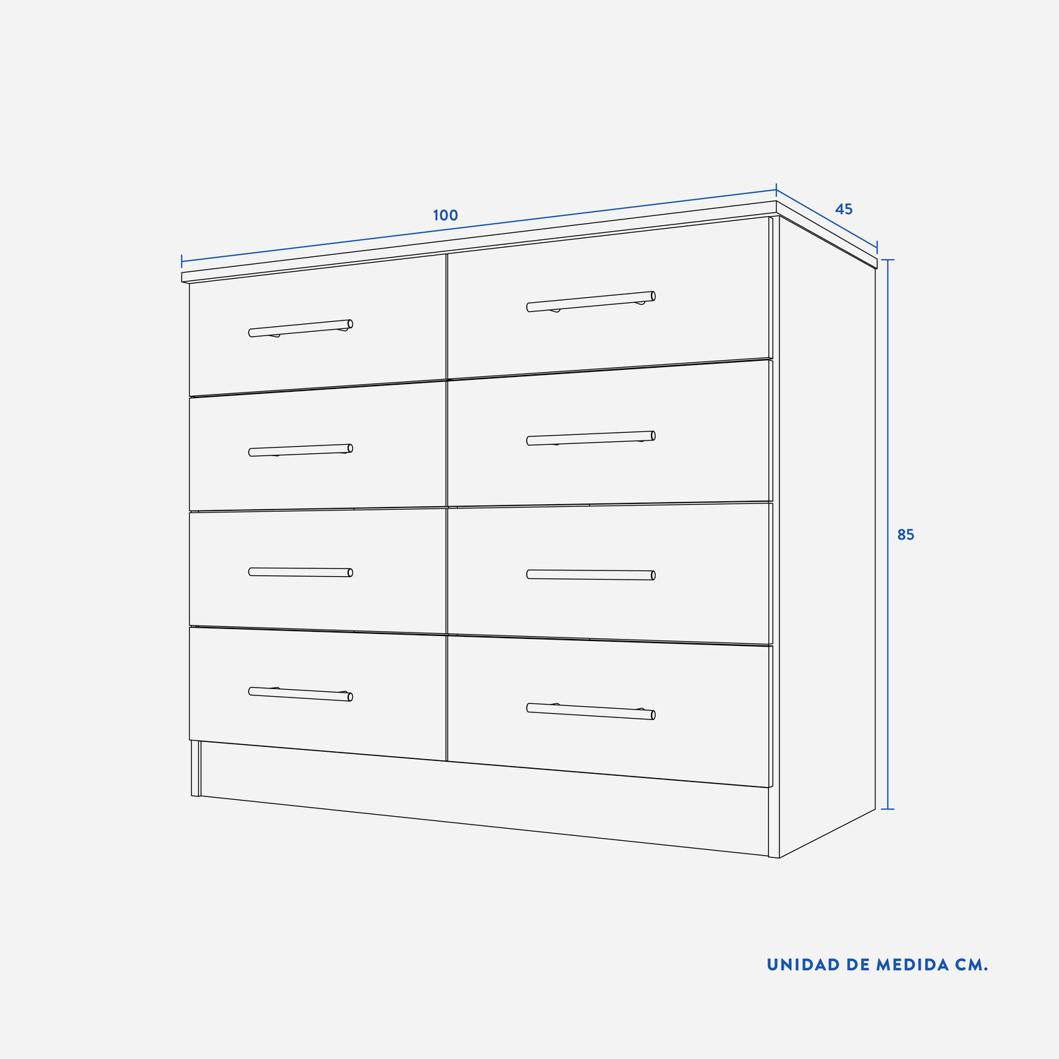 C&oacute;moda 8 Cajones Polux Cerezo
