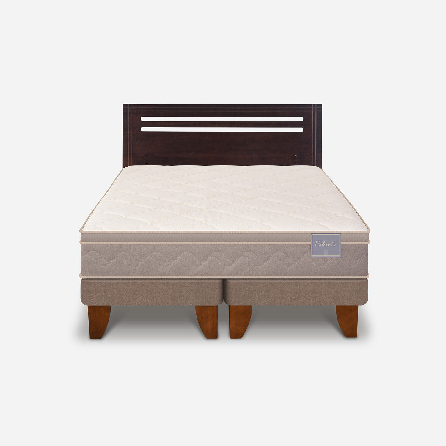 Cama Europea 2 Plazas Rilassati Base Dividida + Respaldo M&uacute;nich Chocolate