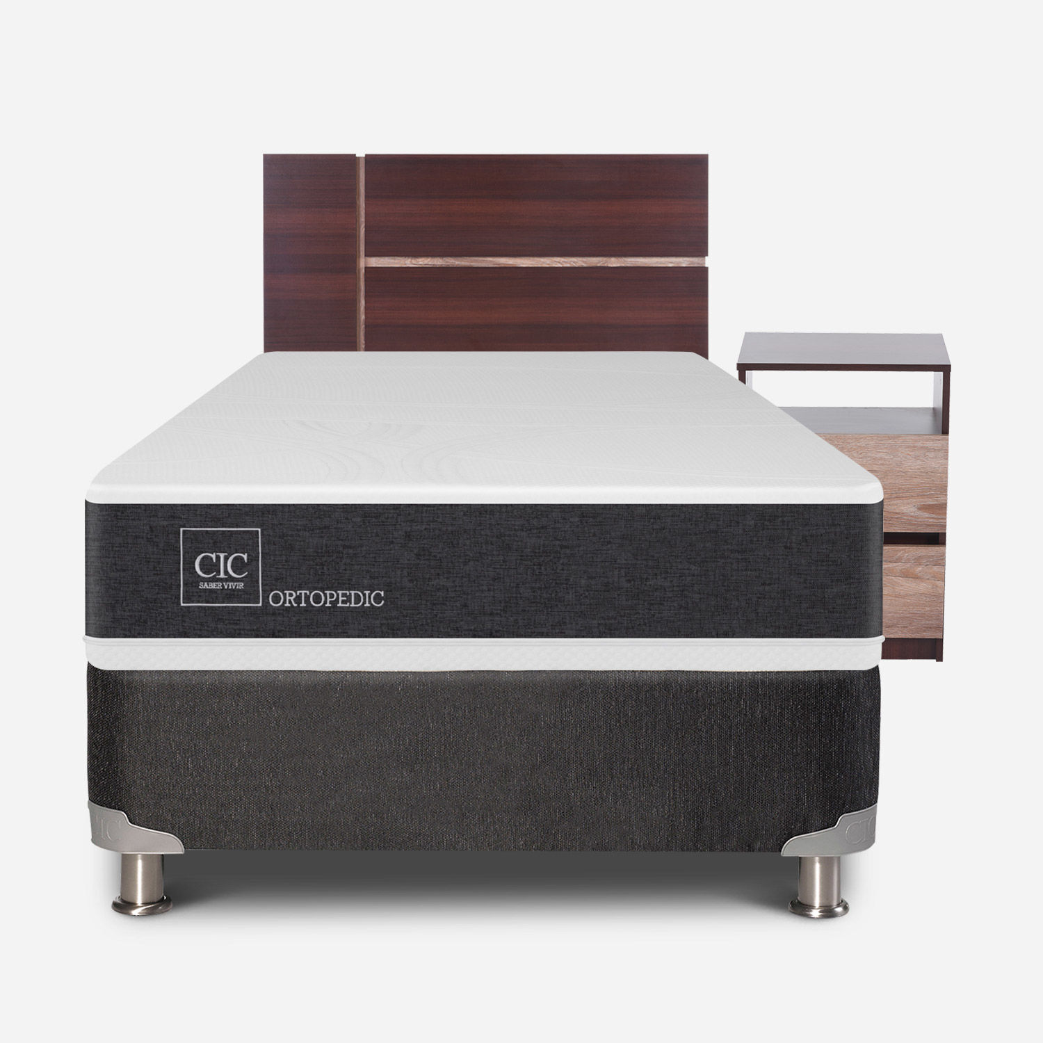 Box Spring 1,5 Plazas Ortopedic 5 Zonas + Set Enio