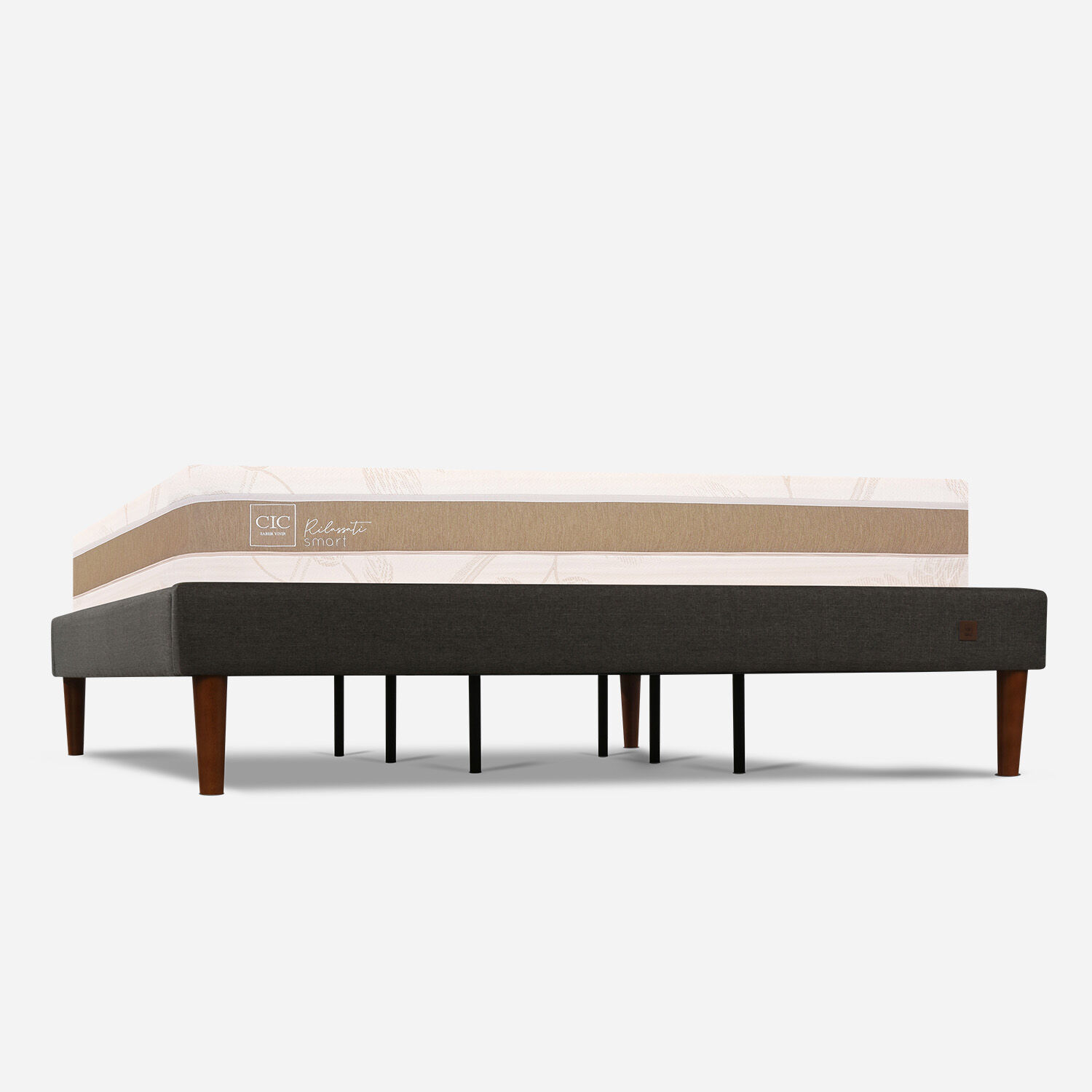 Cama Europea Curve King Rilassati Smart + Respaldo New Torino Caramel