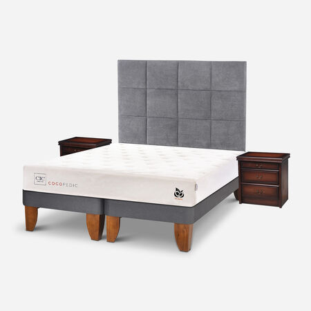 Cama Europea 2 Plazas Cocopedic Base Dividida + Set T&aacute;mesis