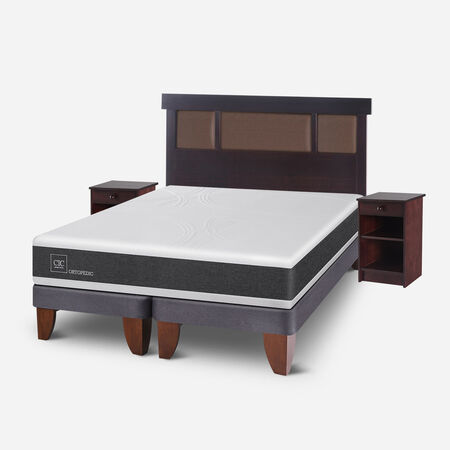 Cama Europea 2 Plazas Ortopedic Base Dividida + Set Dubl&iacute;n Chocolate