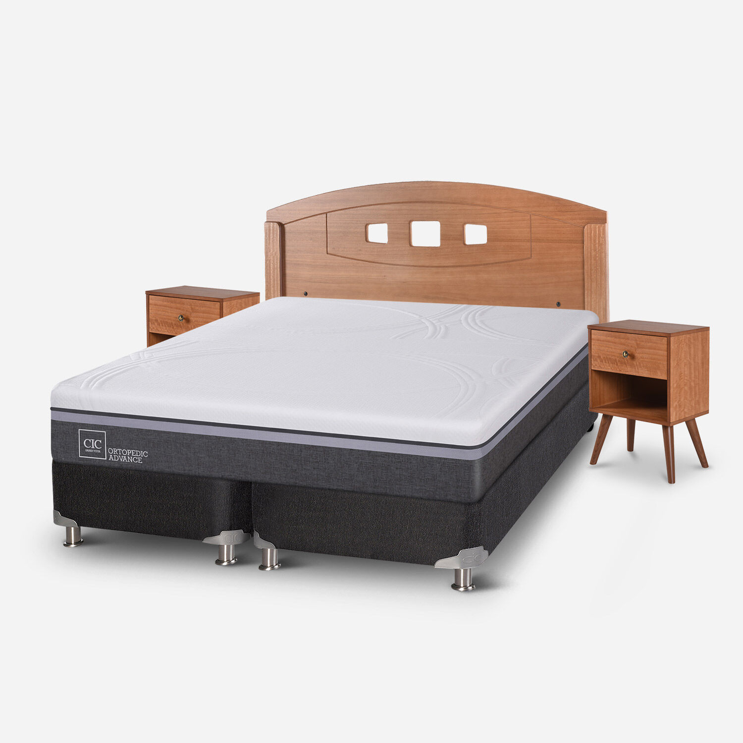 Box Spring 2 Plazas Ortopedic Advance Base Dividida 5 Zonas + Set Gales