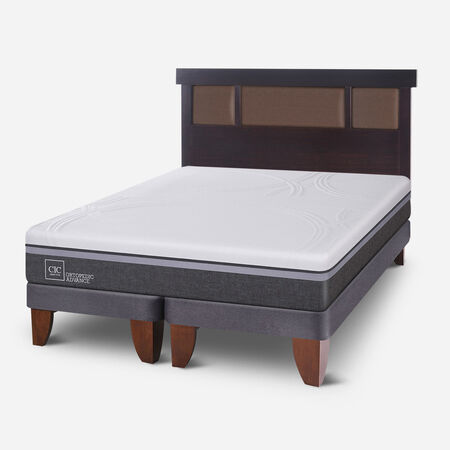 Cama Europea 2 Plazas Ortopedic Advance Base Dividida + Respaldo Dubl&iacute;n Chocolate