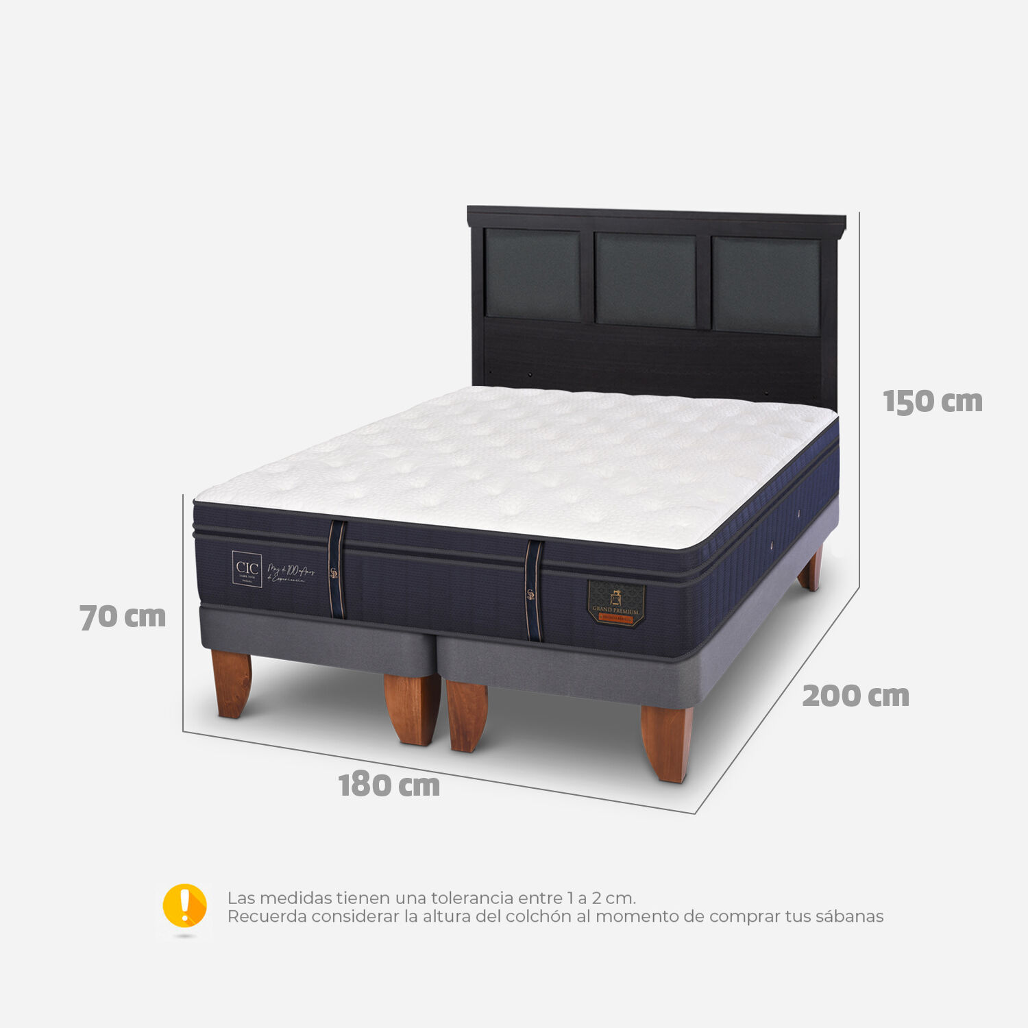 Cama Europea King Grand Premium + Respaldo Torino Negro