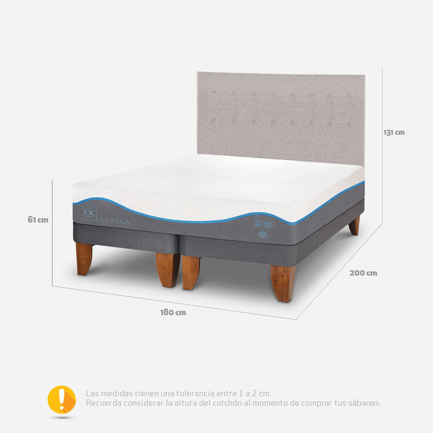 Cama Europea King Alaska + Respaldo Tigris