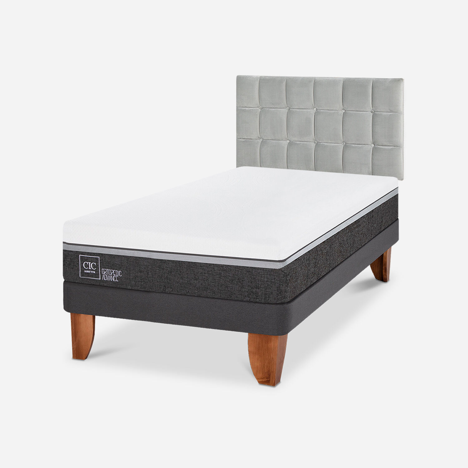 Cama Europea 1,5 Plazas Ortopedic Advance + Respaldo Sile