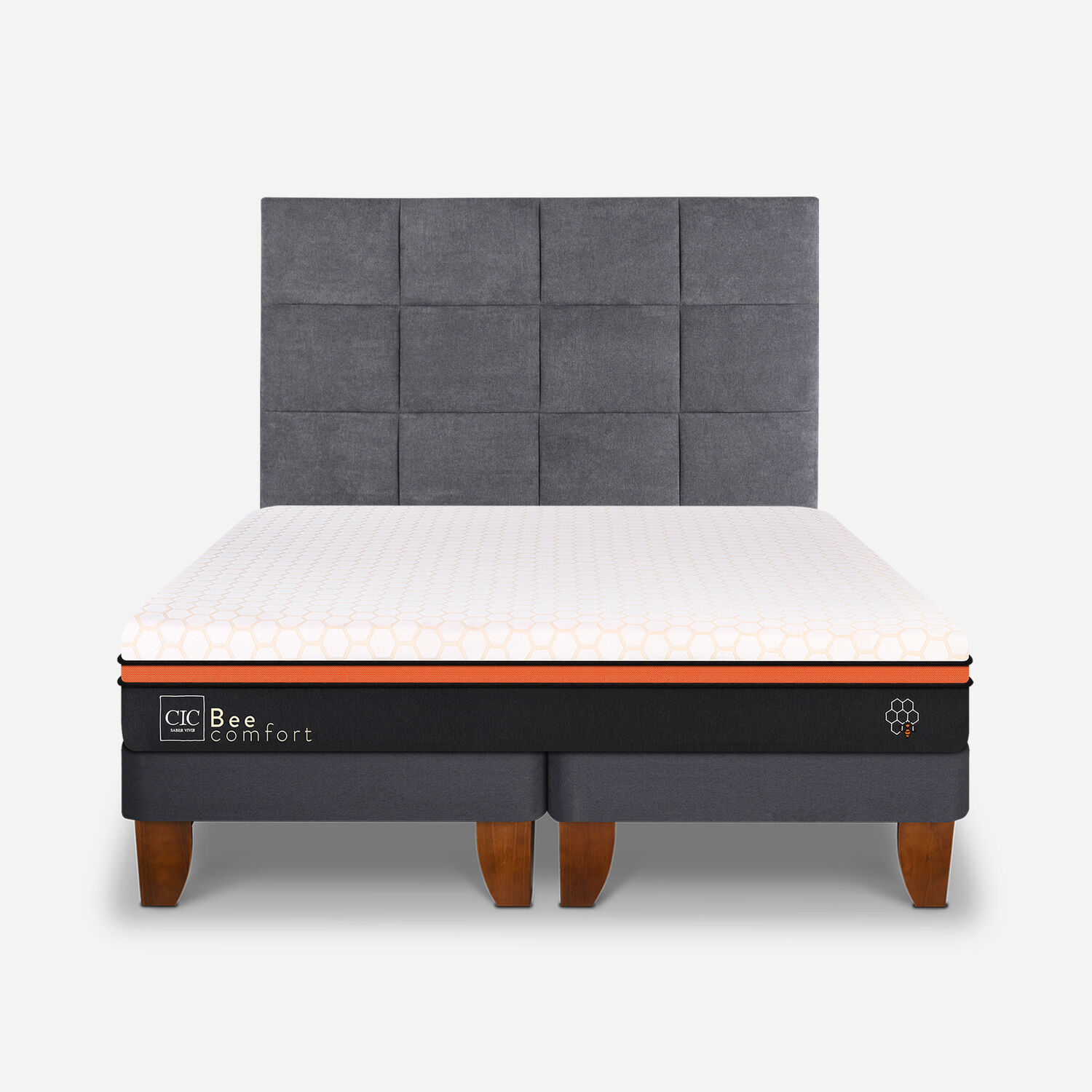 Cama Europea 2 Plazas Bee Comfort Base Dividida + Respaldo T&aacute;mesis