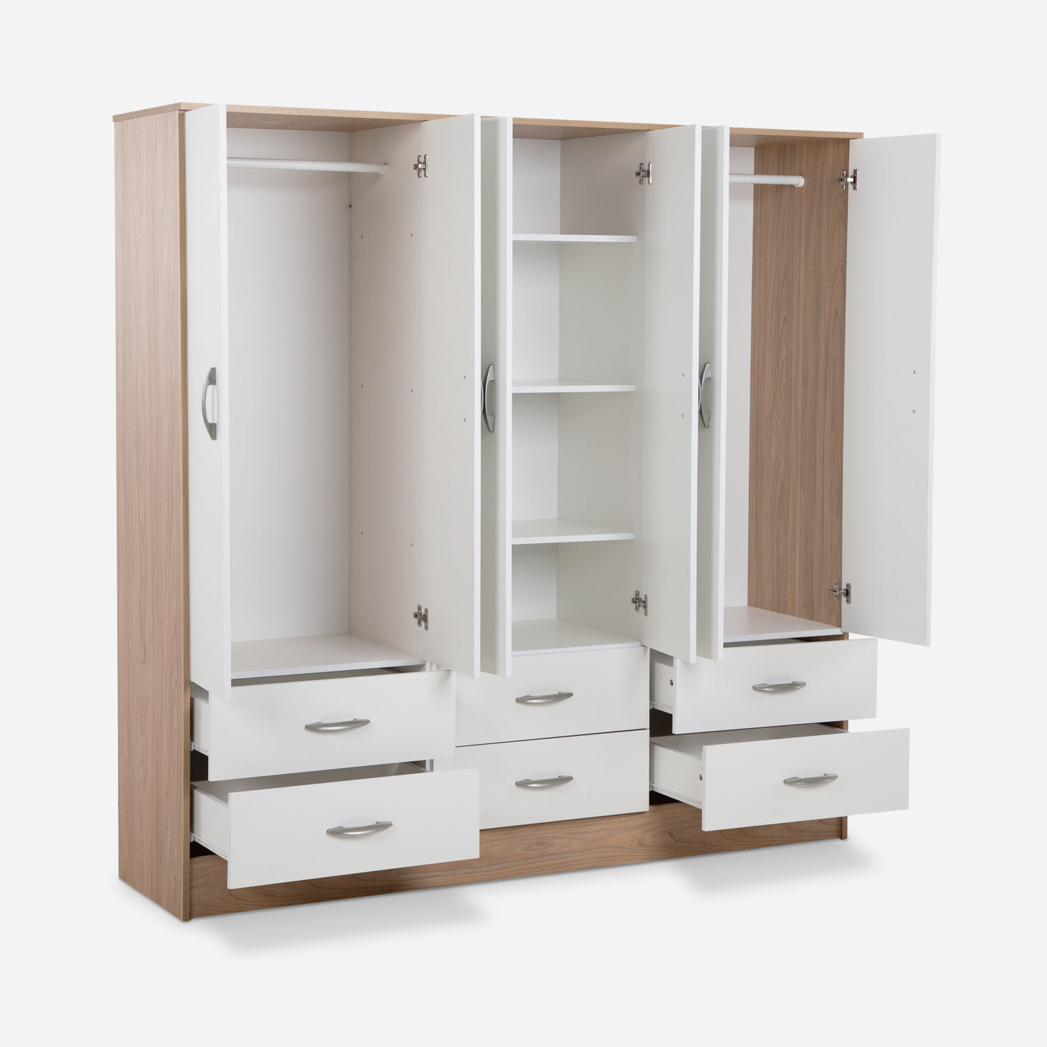 Clóset Maipo 6 Puertas 6 Cajones Olmo Blanco