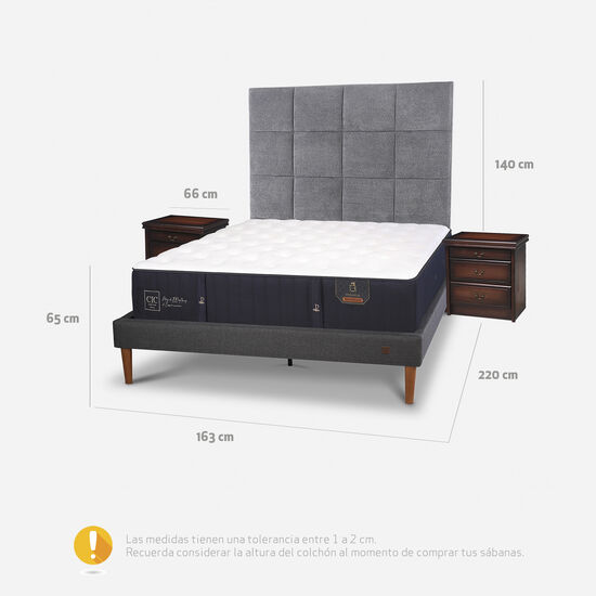 Cama Europea Curve 2 Plazas Premium + Set Támesis