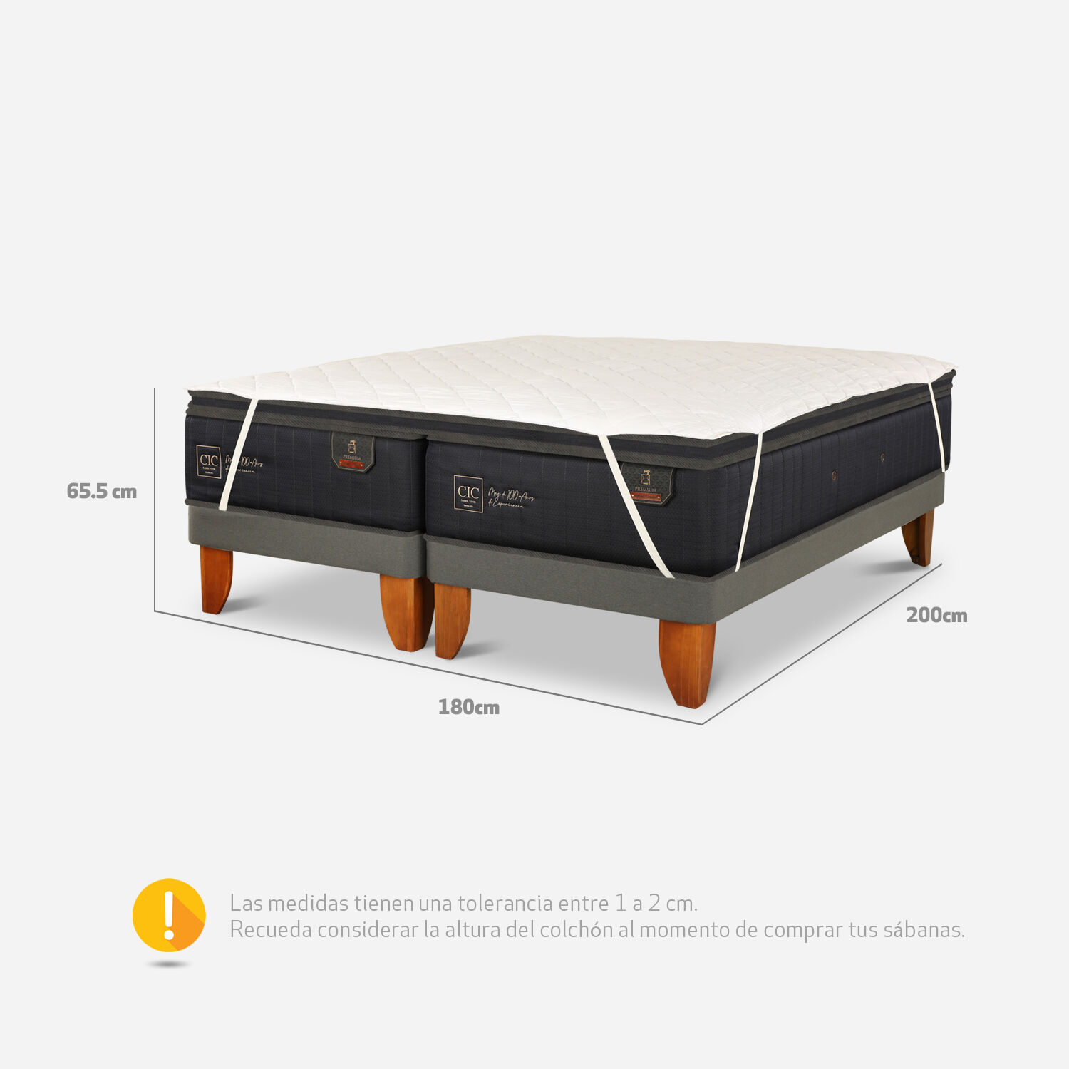 D&uacute;plex Cama Europea 1 Plaza Premium + Topper Premium + Cubrecolch&oacute;n