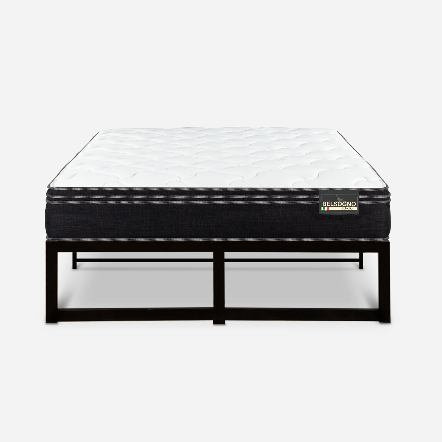Cama Iron Smart Belsogno 2 Plazas Premium Black