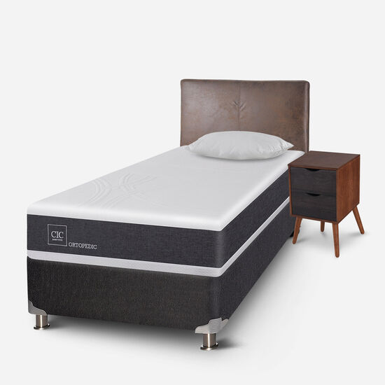Box Spring 1.5 Plazas Ortopedic 5 Zonas + Almohada + Set Baker