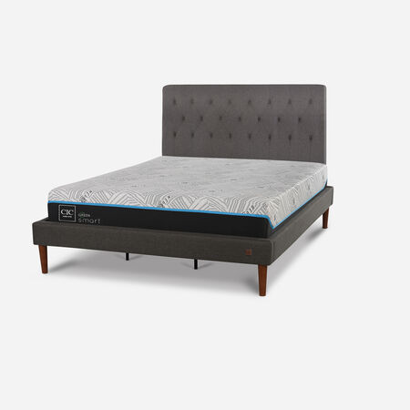 Cama Europea Curve King Infinity Green + Respaldo Kavery