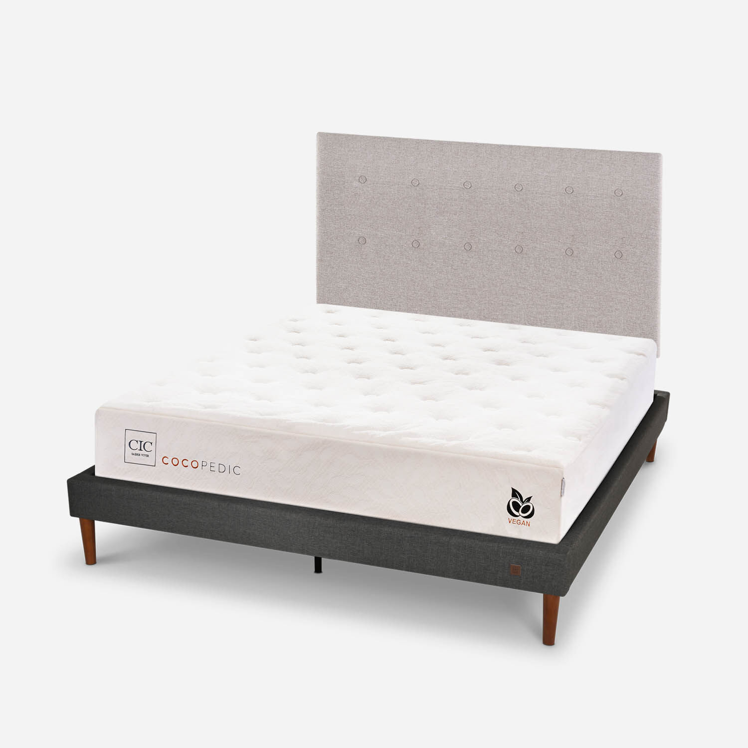 Cama Europea Curve 2 Plazas Cocopedic + Respaldo Tigris
