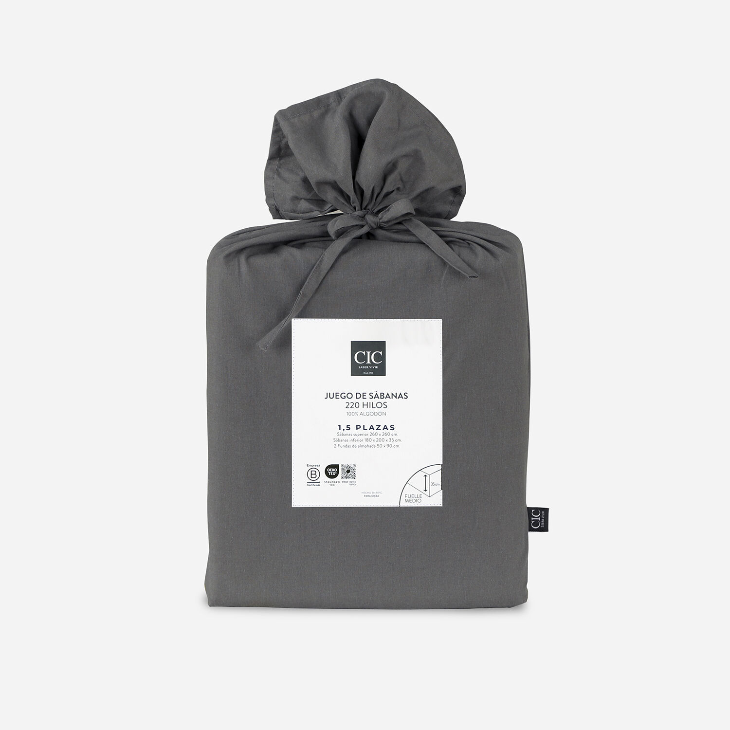 S&aacute;banas Single 220 Hilos Lisa Gris