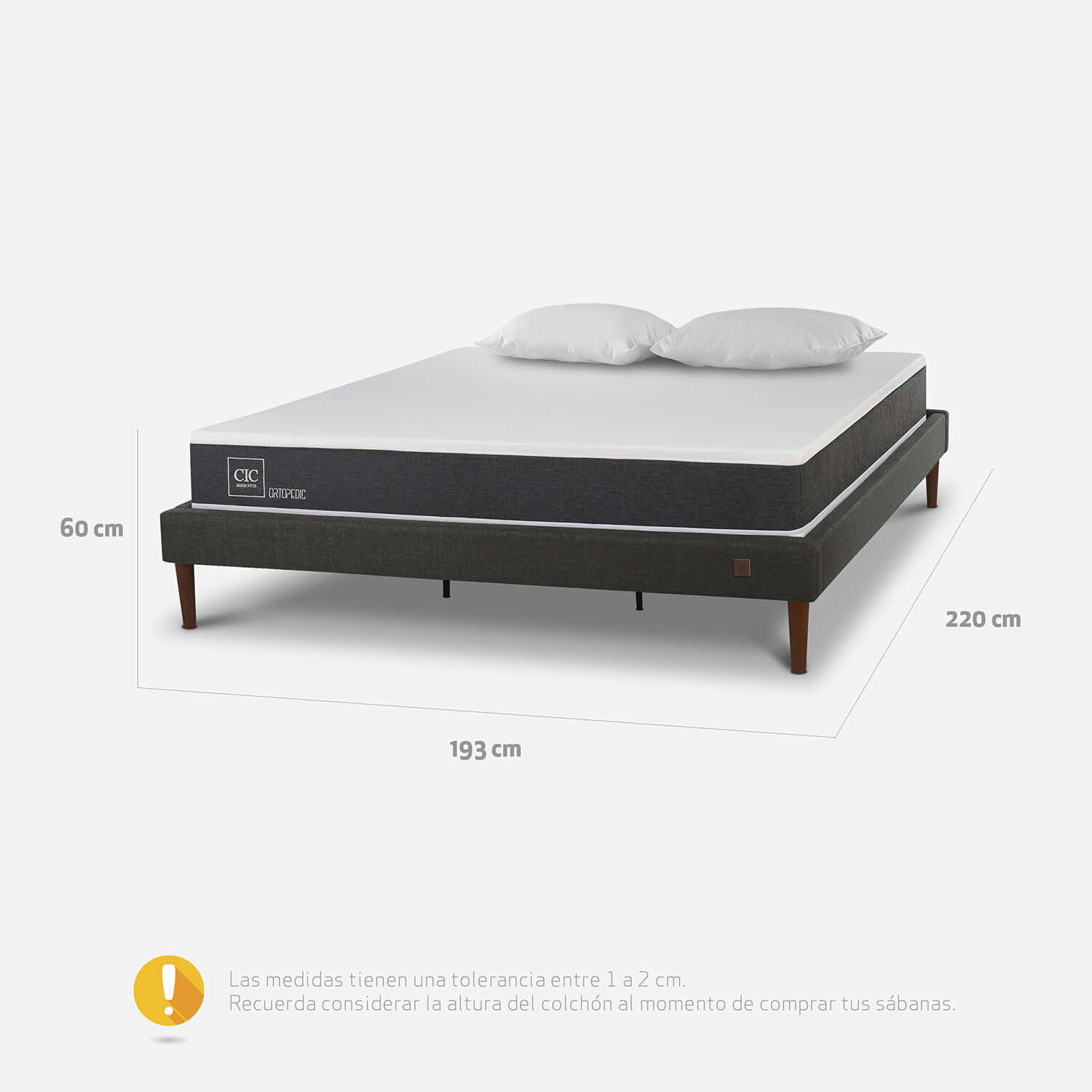 Cama Europea Curve King Ortopedic + Almohadas