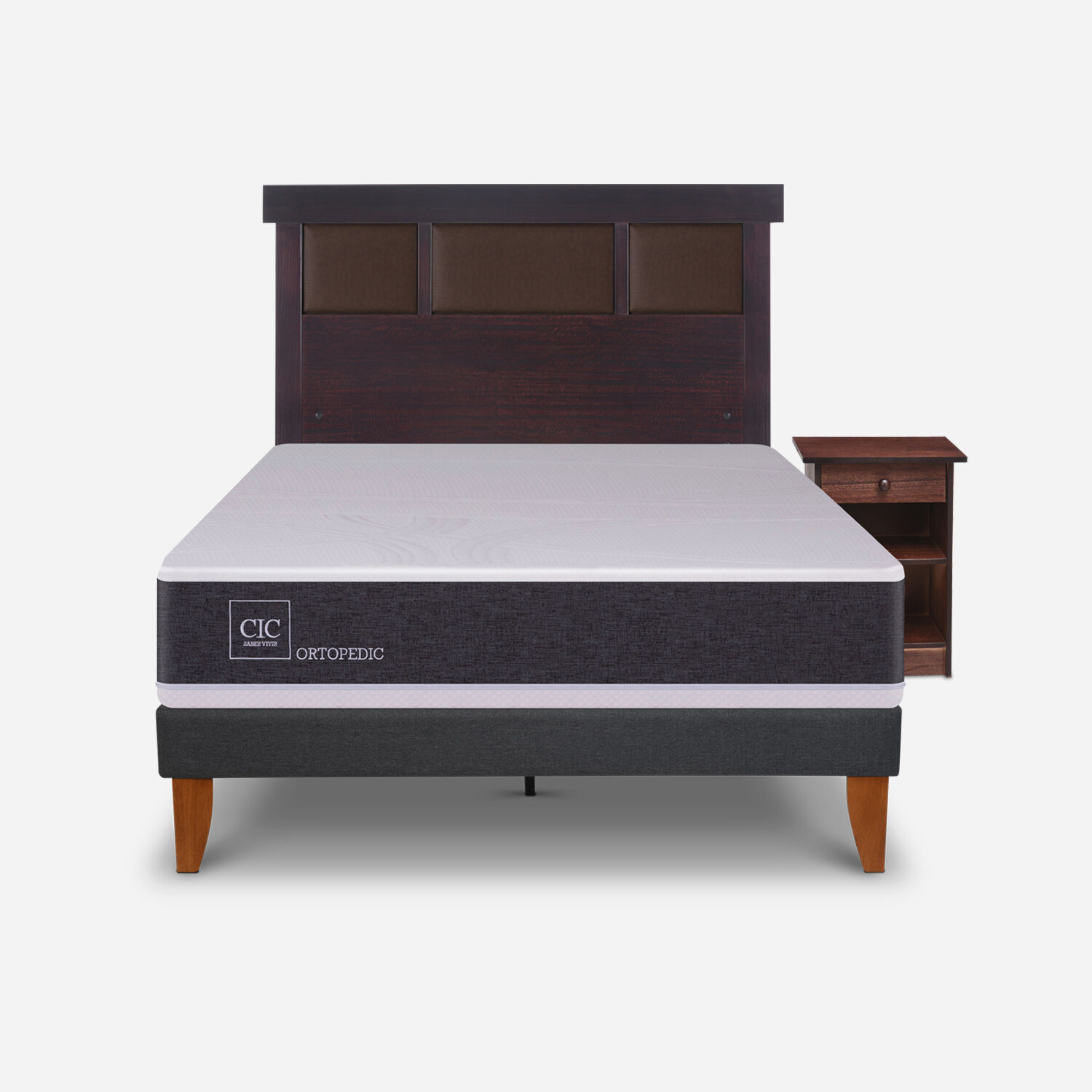 Cama Europea Curve 1.5 Plazas Ortopedic + Set New Dublín Choc