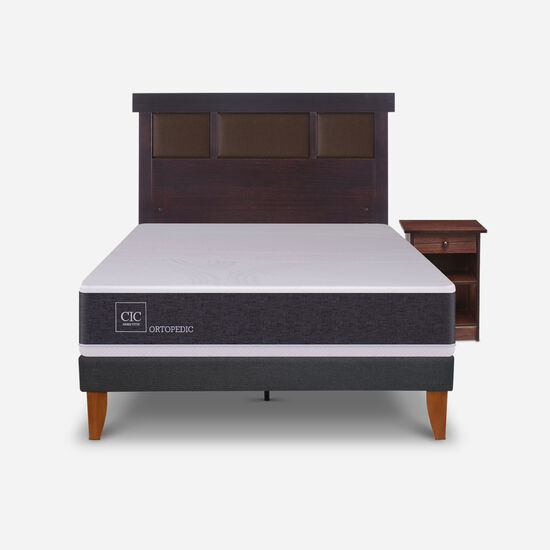 Cama Europea Curve 1.5 Plazas Ortopedic + Set New Dublín Choc