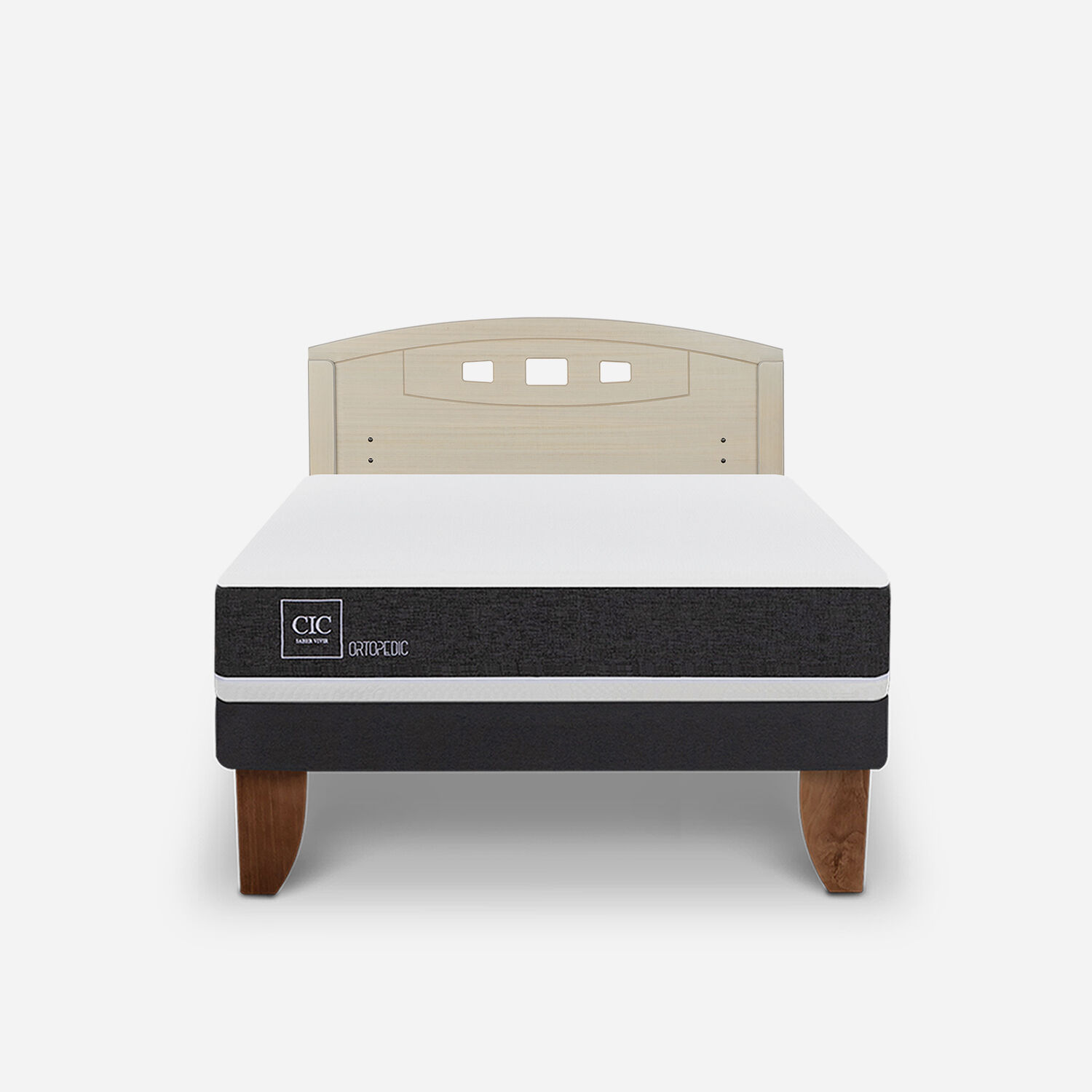 Cama Europea 2 Plazas Ortopedic Base Normal + Respaldo Gales Alpino