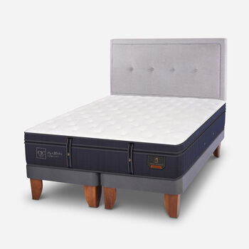 Cama Europea 2 Plazas Grand Premium Base Dividida + Respaldo Ganges
